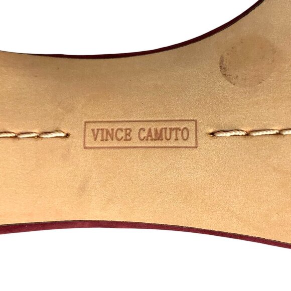 VINCE CAMUTO Court Suede Open Toe Ankle Strap Heels Chianti - Picture 10 of 11